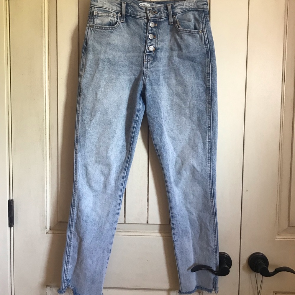 high waisted stressed jeans